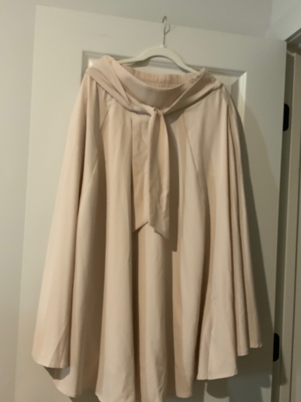 Women's Cream Swing Skirt with Tie Waist